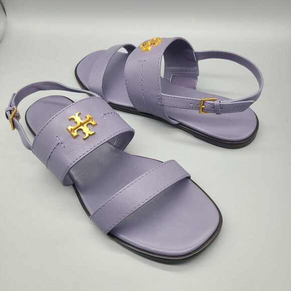 Tory Burch Shoes - TORY BURCH EVERLY DOUBLE STRAP LEATHER FLAT SANDALS DARK LOTUS SZ 10.5 new